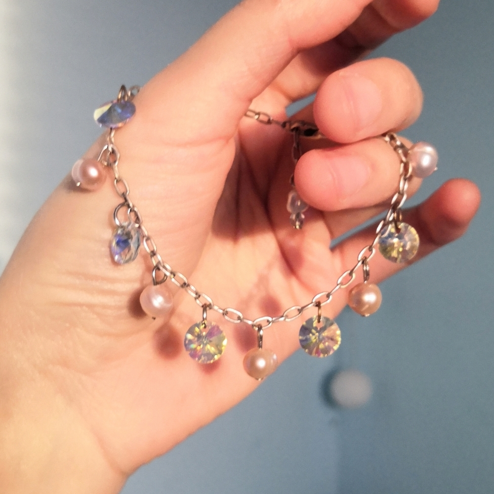 Swarovski crystal and pearl bracelet